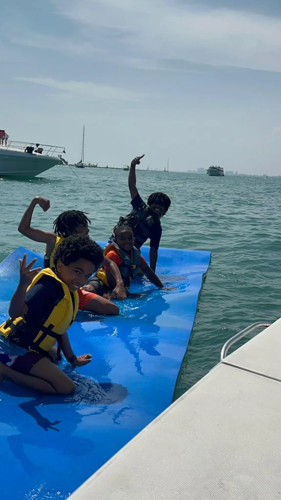 Candid moment aboard a Vertex charter on a calm summer day in Chicago